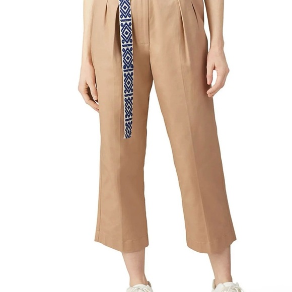 Mira Mikati Boho Khaki Pleaded Cropped Cotton Pants Size EU 36 (2/4) Coastal - Picture 2 of 11
